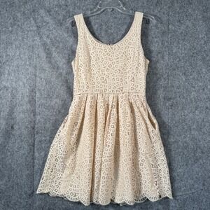 J Crew Dress Womens 8‎ Beige Lace Sleeveless Classy Pockets Cottagecore Fairy